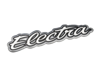 Decal Electra Script Metal Chainguard Badge Silver