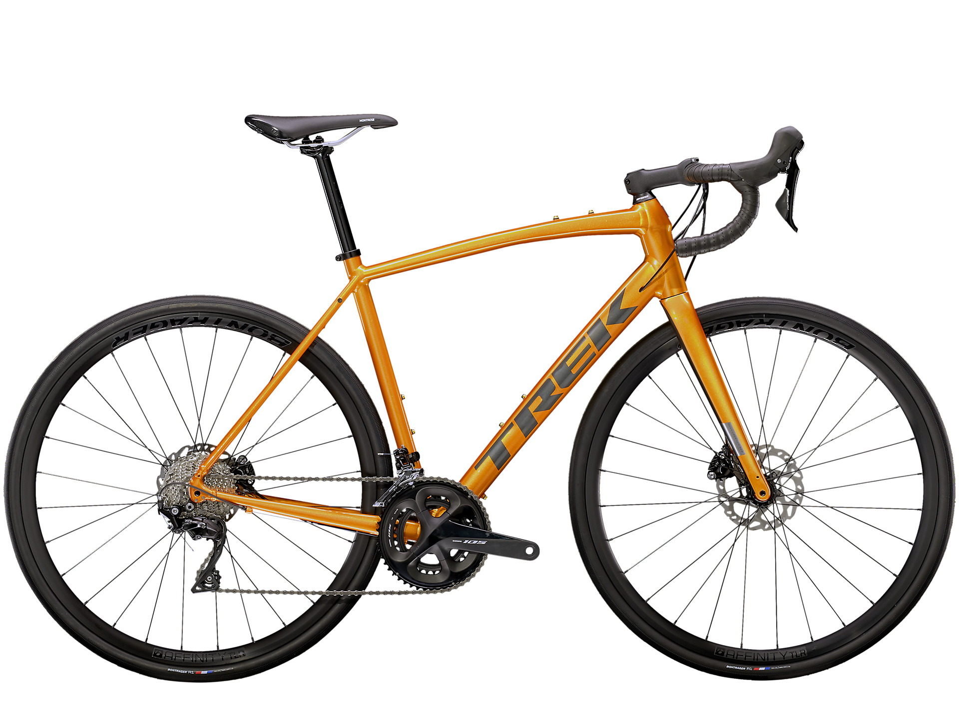 Orange Trek Domane AL 5 Disc road bike with Shimano 105 groupset 