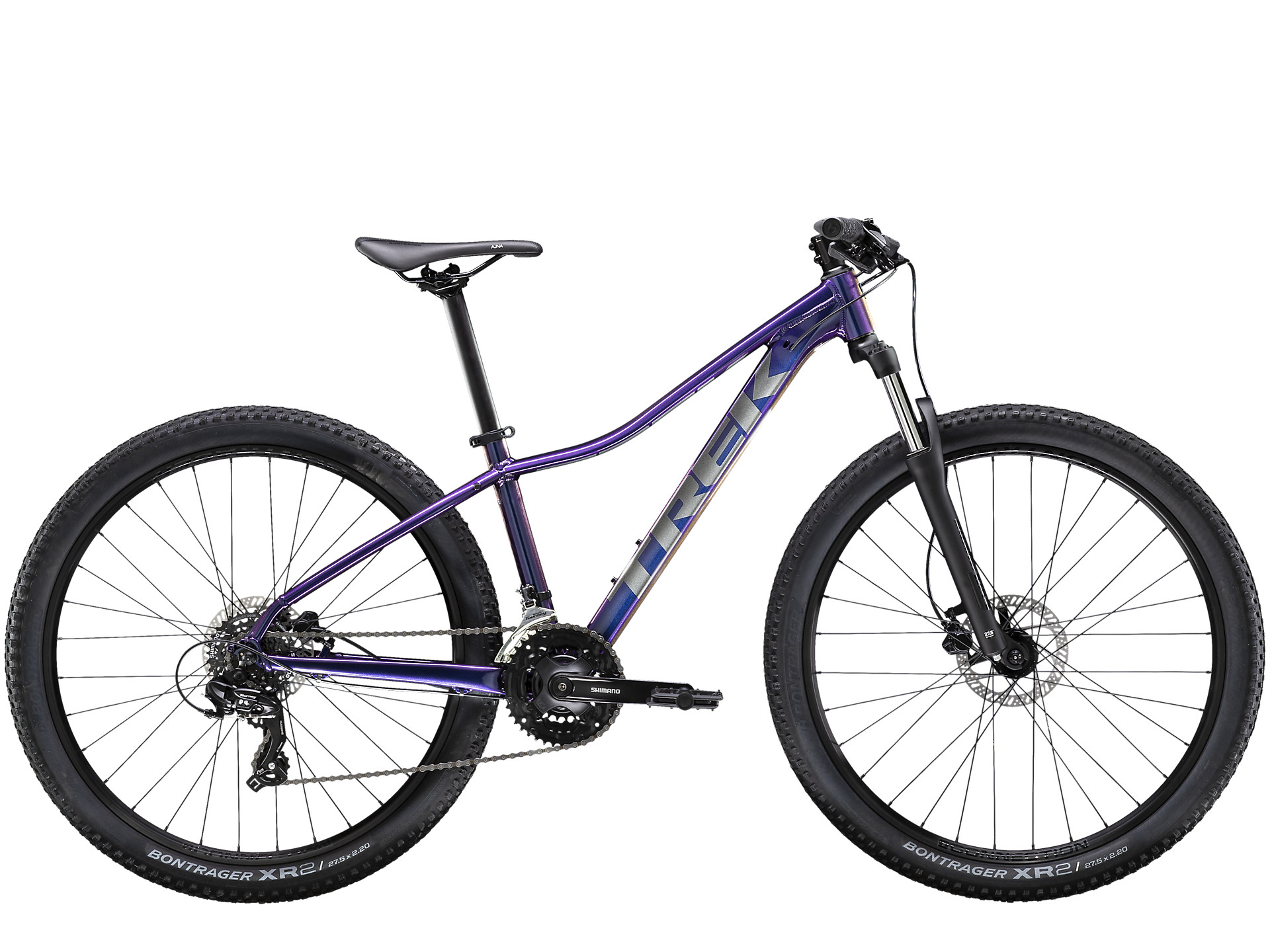 Purple Trek Marlin 5 mountain bike for women with disc brakes