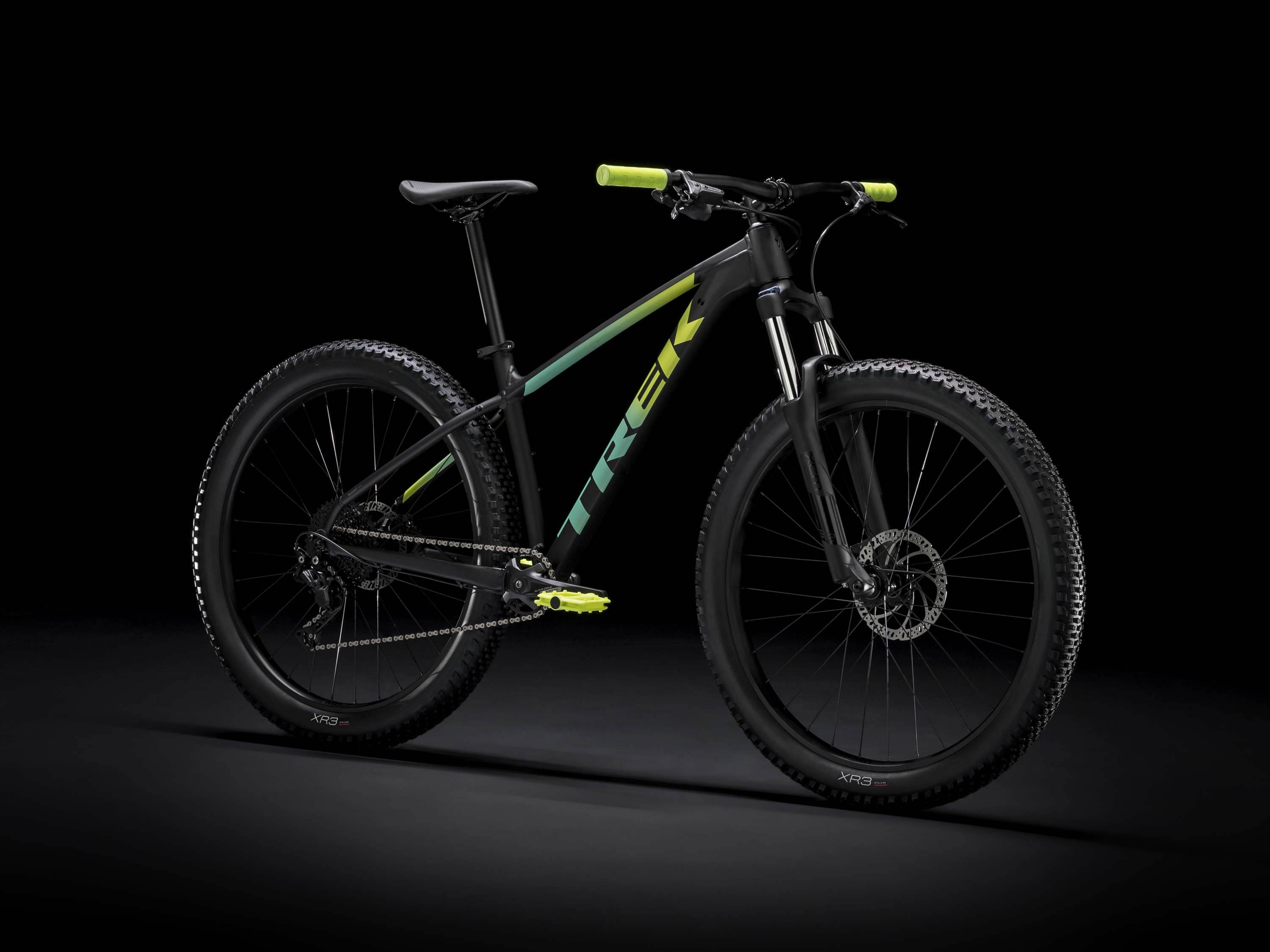 black and green trek mountain bike