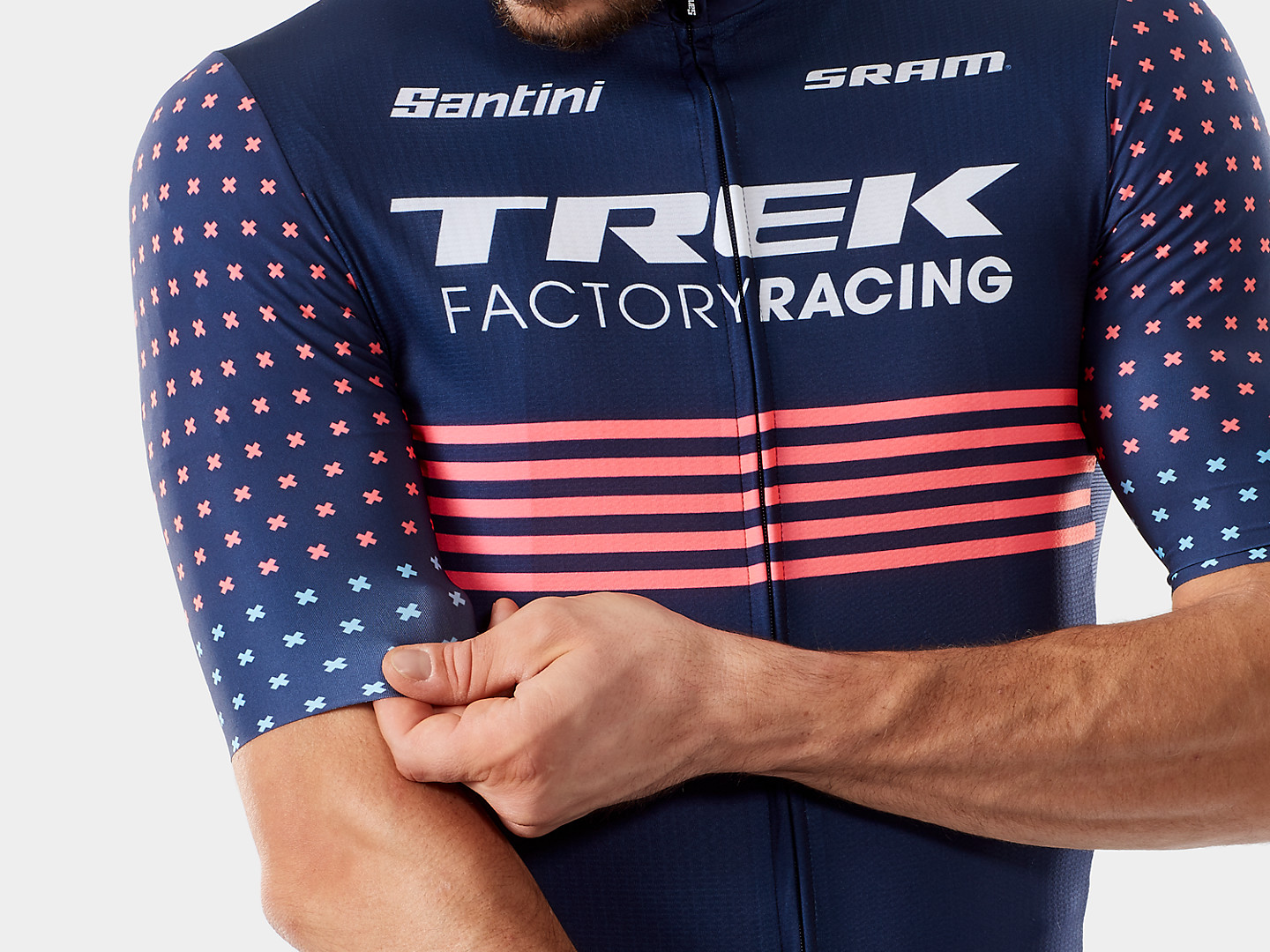 Camiseta masculina de ciclismo Santini réplica da equipe CX da Trek Factory Racing