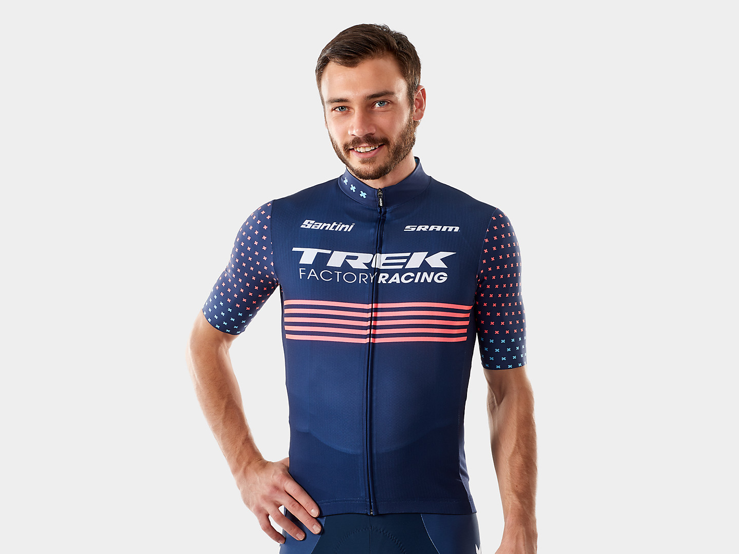 Camiseta masculina de ciclismo Santini réplica da equipe CX da Trek Factory Racing