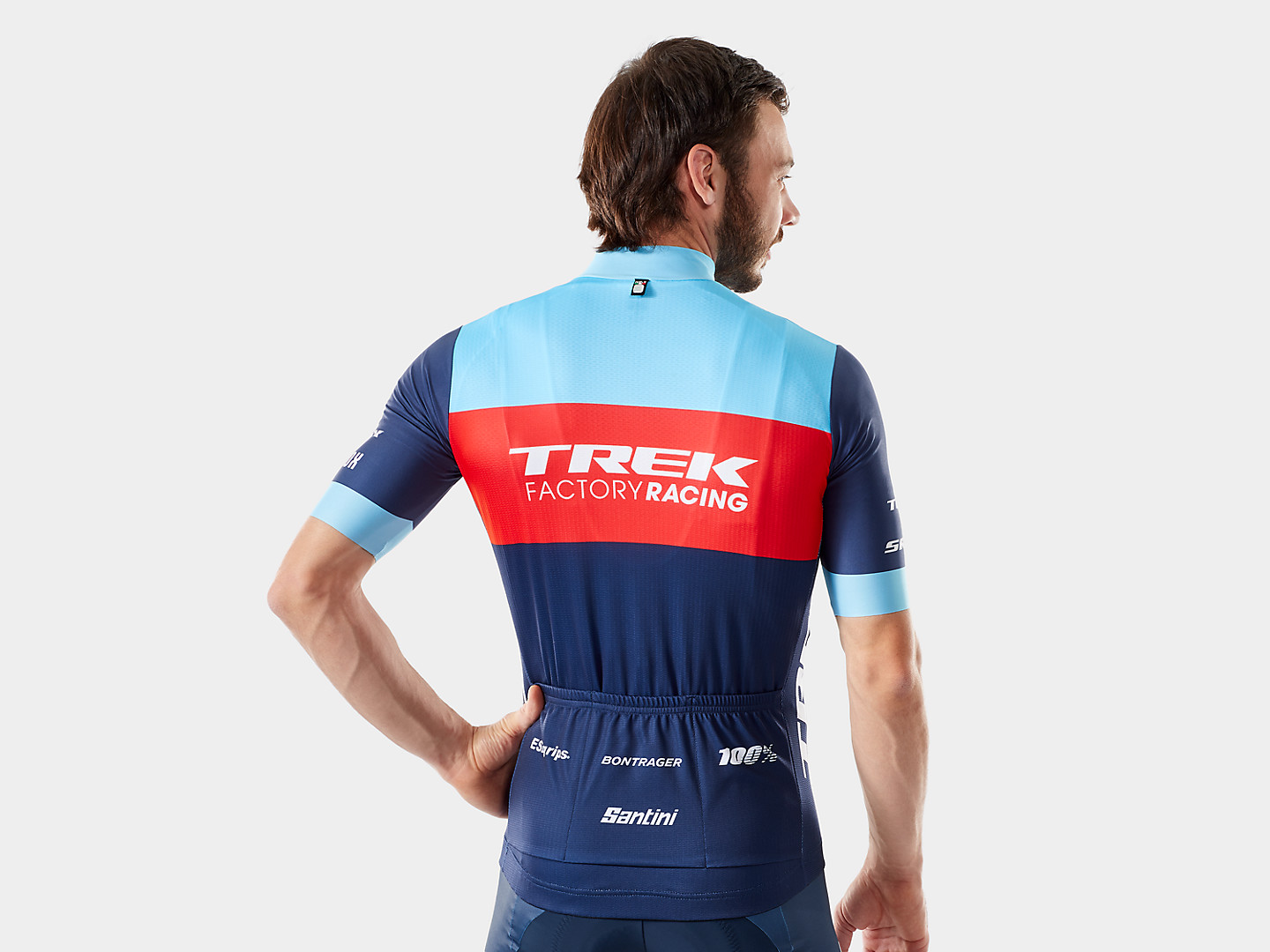 Camiseta masculina de ciclismo Santini réplica da equipe XC da Trek Factory Racing