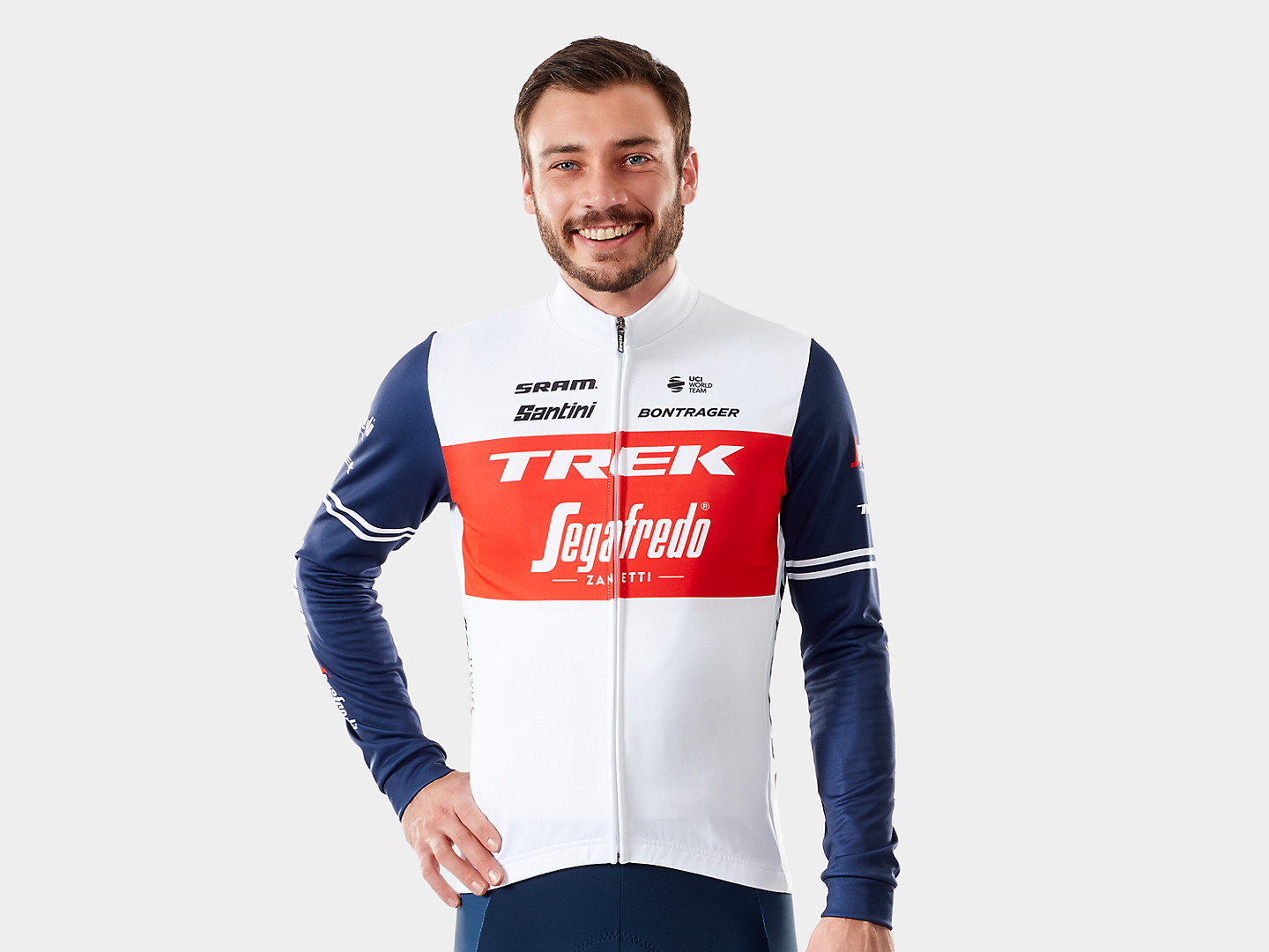 Camiseta de Ciclismo Masculina Réplica da Equipe Santini Trek-Segafredo LS Race