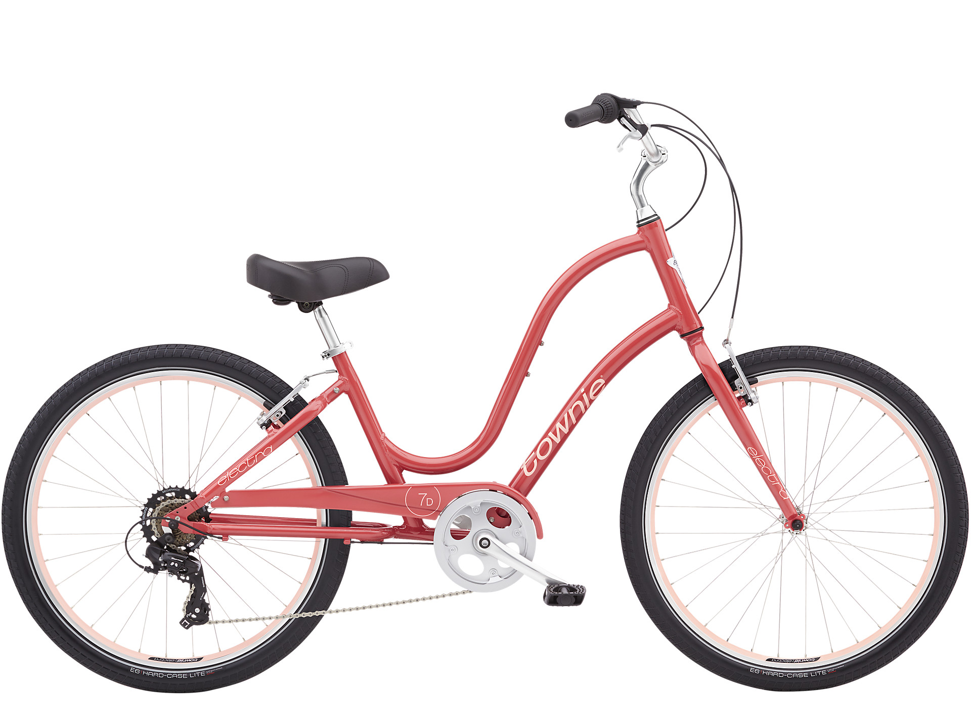 Red Townie Original 7D step-through comfort bike with rim brakes