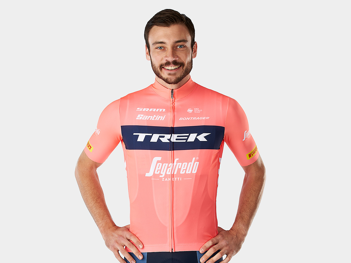 Camiseta de ciclismo feminina, réplica da versão de treino da Equipe Trek-Segafredo fabricada pela Santini